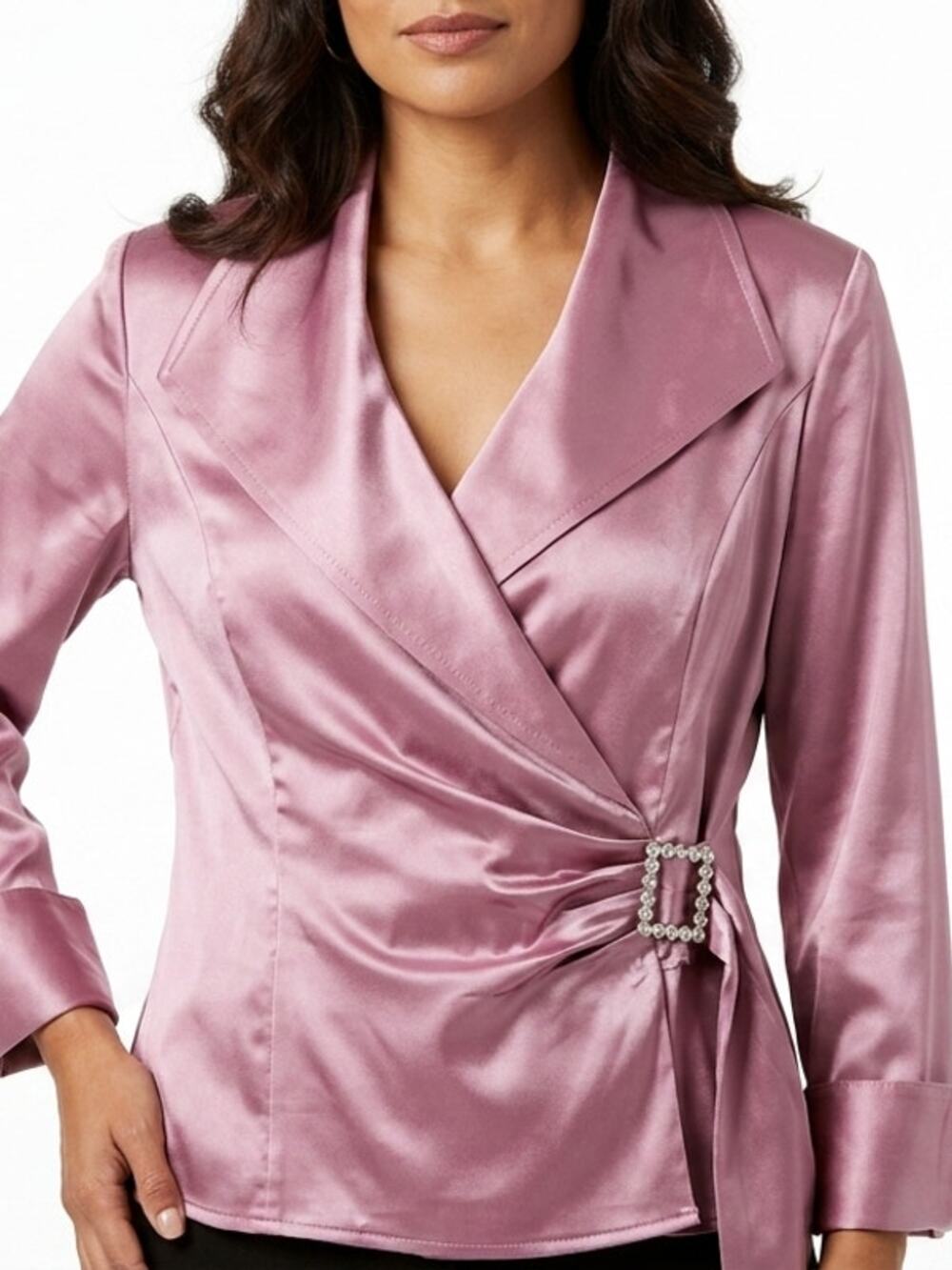 J.R. Nites by Caliendo R1668 Made in USA Wrap Stretch Blouse Women Size 16